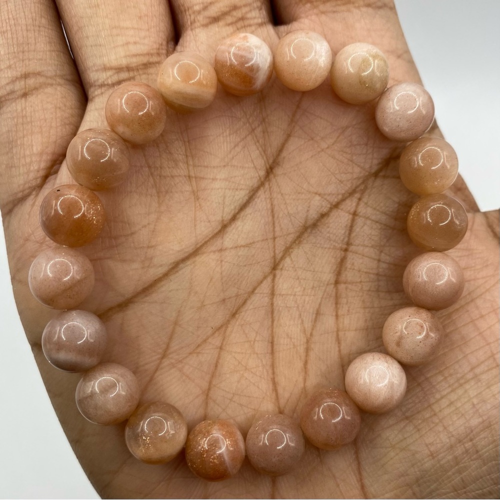 Peach Moonstone Crystal Bracelet 10mm